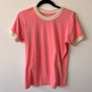 Big Bud Press Coral and White Ringer Tee